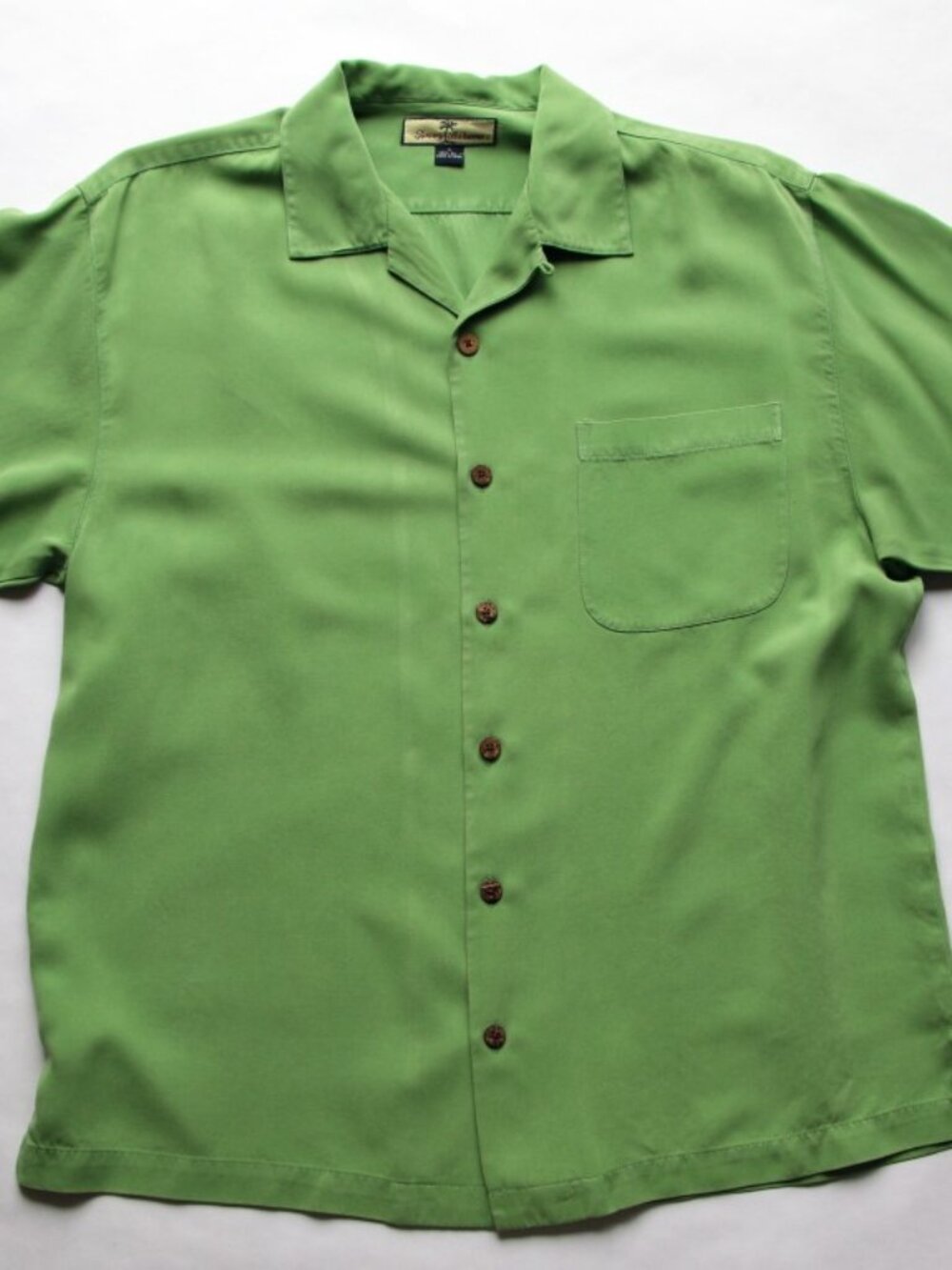 TOMMY BAHAMA 100% Silk Limepeel Green SS Size M Casual Shirt